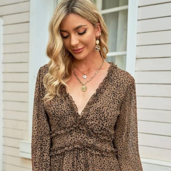 Ruffle Leopard Print Dress - Picture 3 of 3